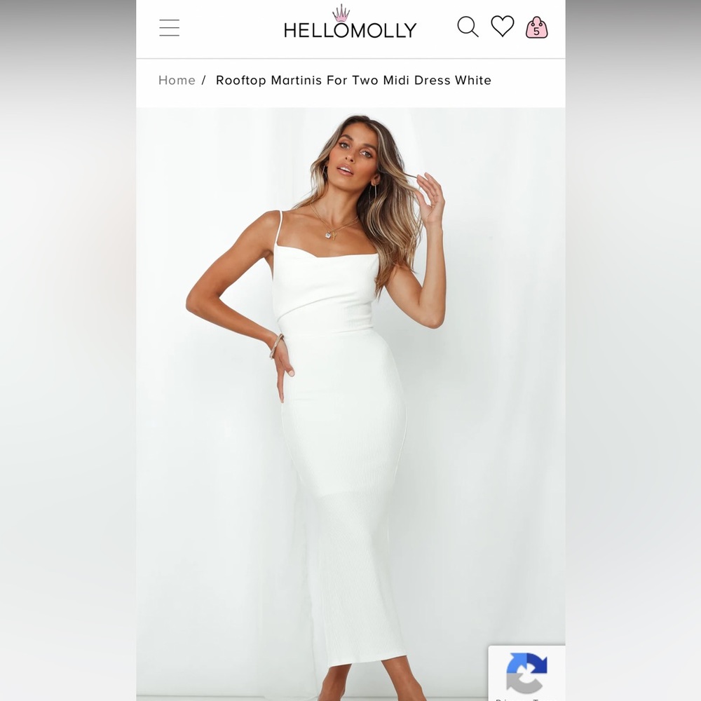 Hello Molly “Rooftop Martinis for Two Midi Dress” In white. Never worn, Large.